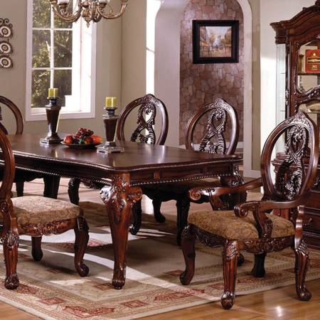 Tuscany II Antique Cherry Finish 7 Pc Set (Table + 2 Arm Chairs + 4 Side Chars)